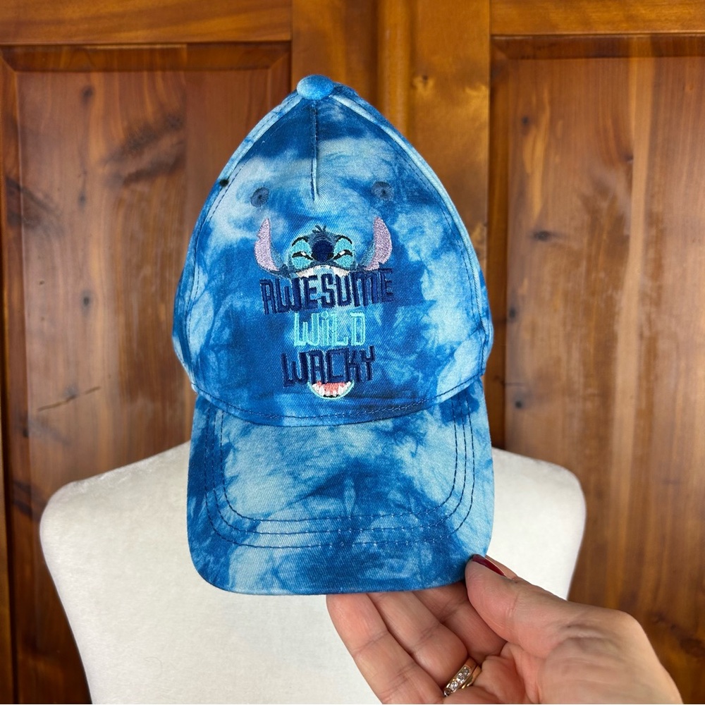 NEW Disney Stitch "Awesome Wild Wacky "Tie Die Blue Baseball Cap Hat Unisex